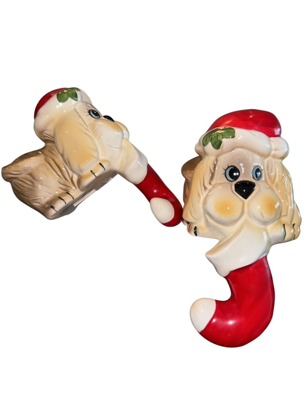 2 Vintage House Of Lloyd Christmas Stocking Hangers Spaniel Dog Kitsch Maltese
